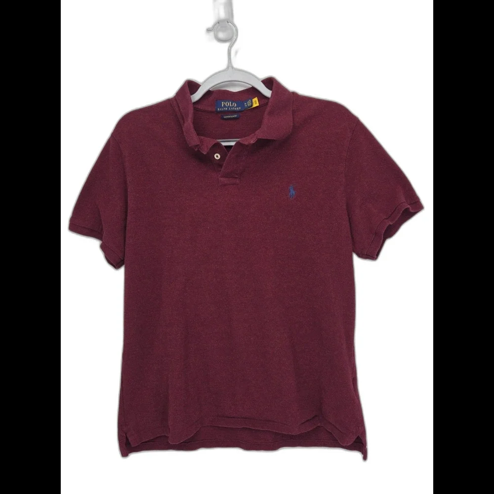 Polo Ralph Lauren Mens XL Custom Slim Fit Polo Shirt Burgundy Wine Cotton Pony